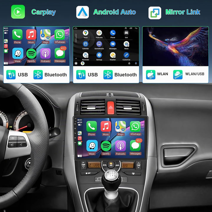 Hodozzy 8 Core 4G+64G Autoradio für Toyota AURIS 2006-2011 Android 10.1 Zoll IPS Touchscreen GPS Nav