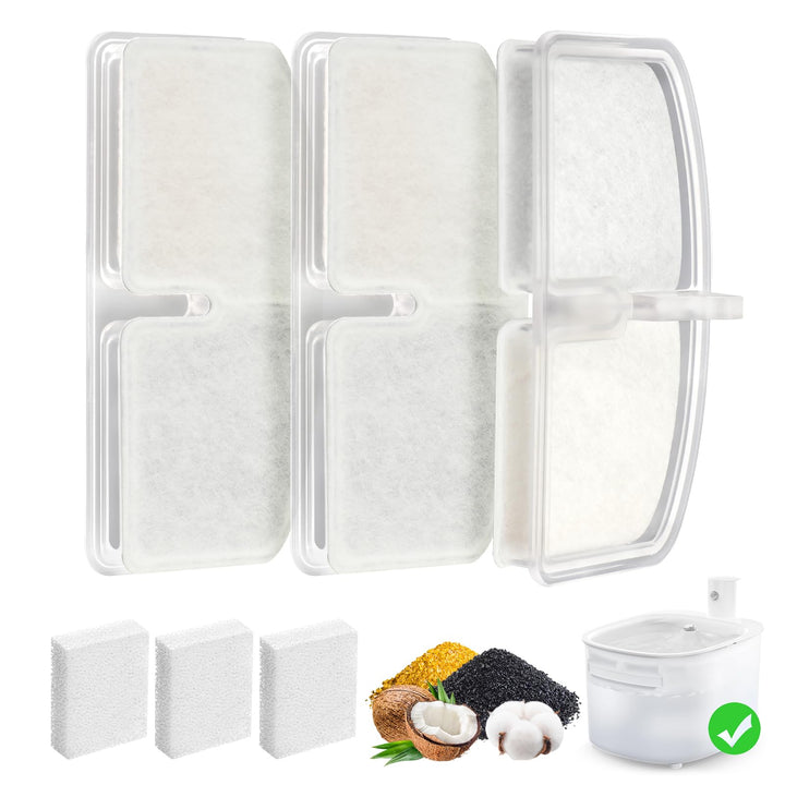 Trinkbrunnen für Katze Kabellos Filter, 3 Pieces Filters + 3 Pieces Foam Filters for Cat Drinking Fo
