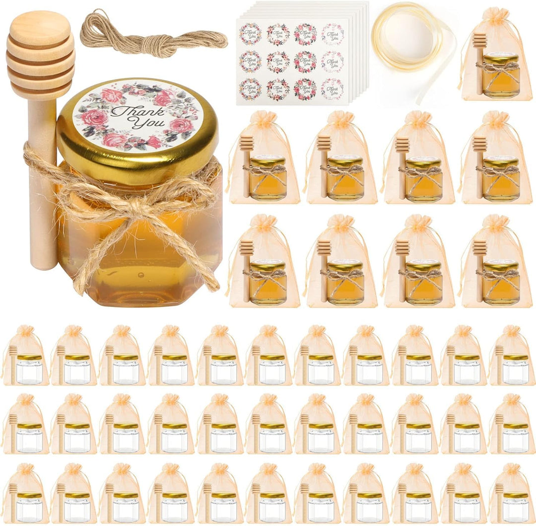 ComSaf 40 Pack 45ml Mini Glas Honiggläser für Honig, Marmeladengläser, kleine gläser mit deckel, Hon