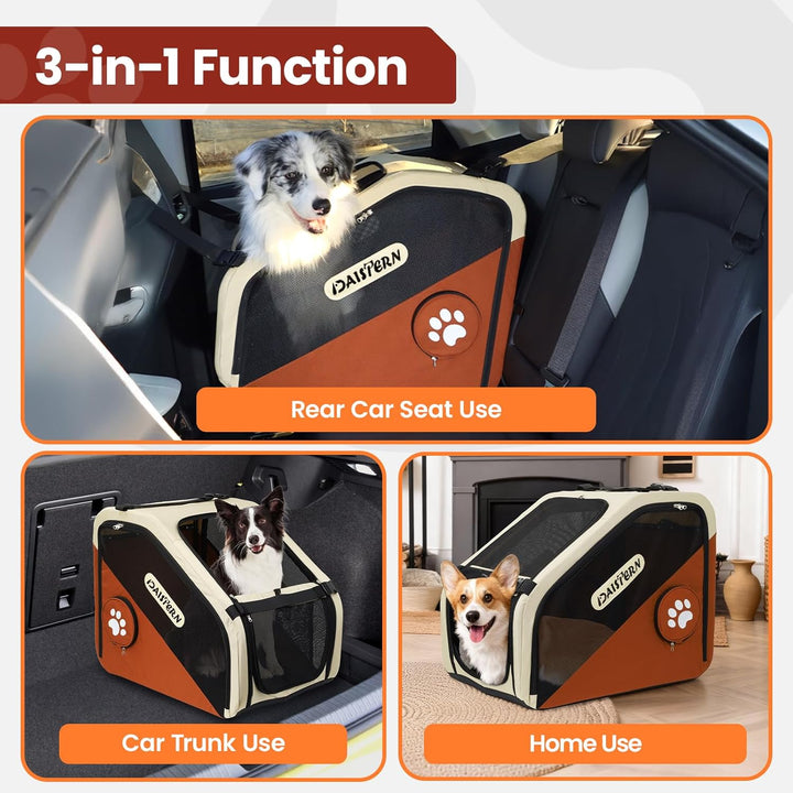 Faltbare Hunde Transportbox für Auto & Reisen, Tragbare Softbox für kleine & mittelgrosse Hunde, 1-M