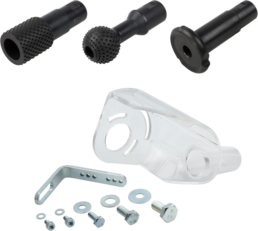 wolfcraft Holzbearbeitungsset für Winkelschleifer I 4400000 I Für das staubarme Fräsen, Modellieren