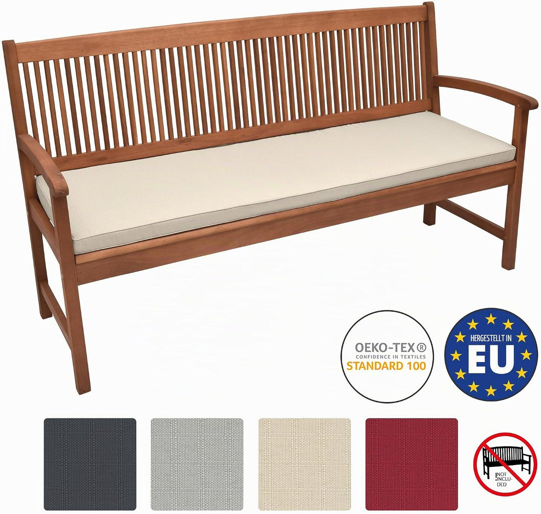 Beautissu Bankauflage Natur 120x48x5 cm Base BK - Waschbare Bankkissen Sitzauflage - Bequeme Sitzkis