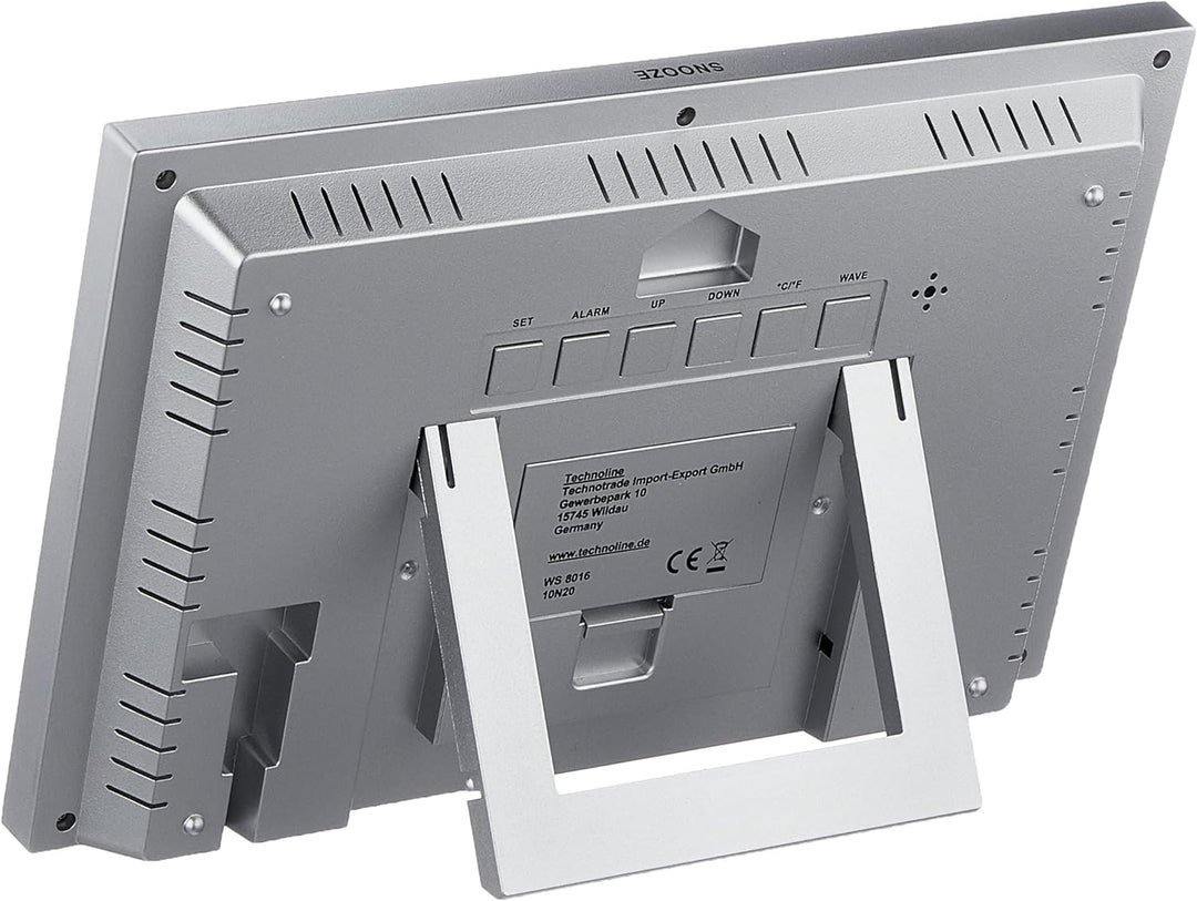Technoline WS8016 WS 8016 Funk-Wand-Uhr mit Temperaturanzeige, Kuststoff, silber, klein: 22,5 x 14,3