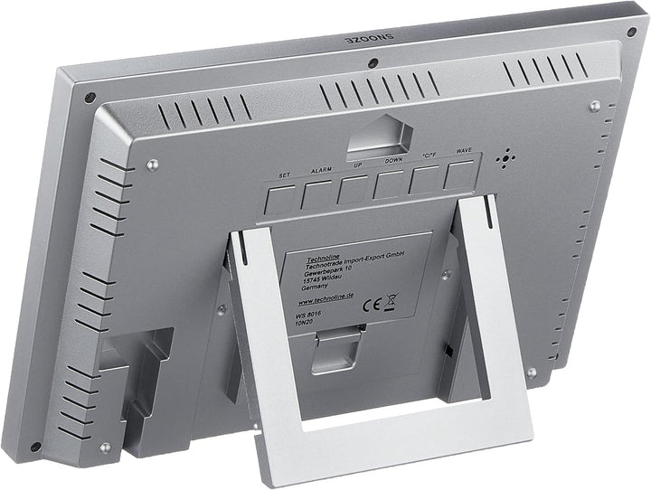 Technoline WS8016 WS 8016 Funk-Wand-Uhr mit Temperaturanzeige, Kuststoff, silber, klein: 22,5 x 14,3