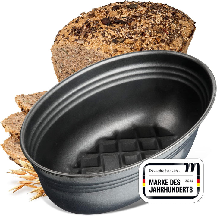 Zenker Brotform oval BLACK METALLIC, Brotbackform & Pollerbrot-Springform – Runde Brotform als Zubeh