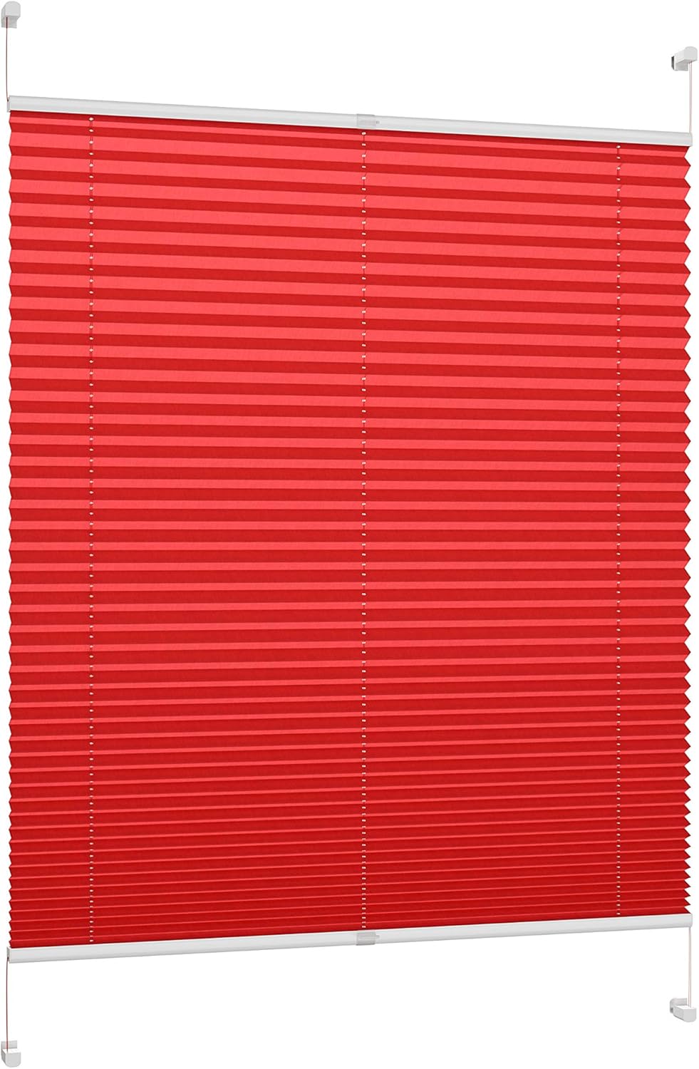 DécoProfi Plissee ohne Bohren Rot 80cm x 220cm (max. Gesamthöhe Fensterflügel) I Verspannte Plissees