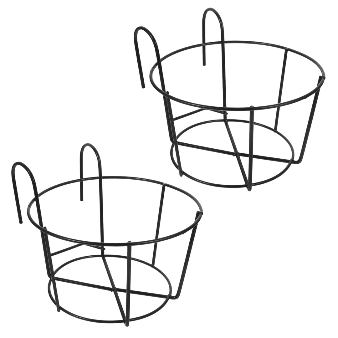 YARNOW 2er Set Blumentopfhalter Hängend für Balkon Geländer Metall Pflanzkorb Schwarz Eisen Pflanzen
