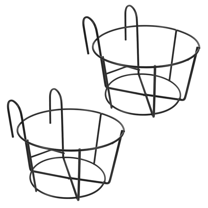 YARNOW 2er Set Blumentopfhalter Hängend für Balkon Geländer Metall Pflanzkorb Schwarz Eisen Pflanzen