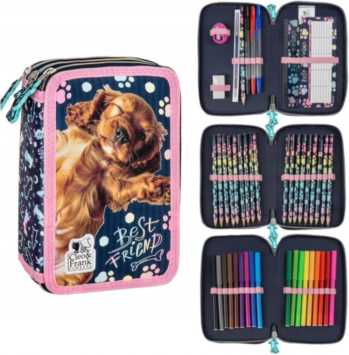 Goldkids - Federmäppchen 3 Fächer - Mäppchen für Mädchen und Jungen - Federmappe 3-Fach Federtasche