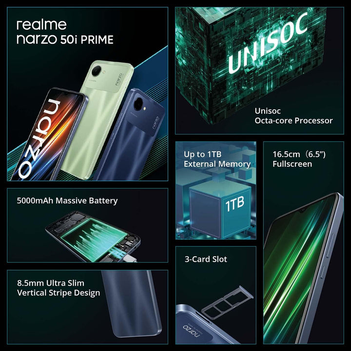 realme Narzo 50i Prime 4+64GB - Powerful 5000 mAh Battery, 16.5 cm (6.5 inch) Full Screen, Unisoc Oc