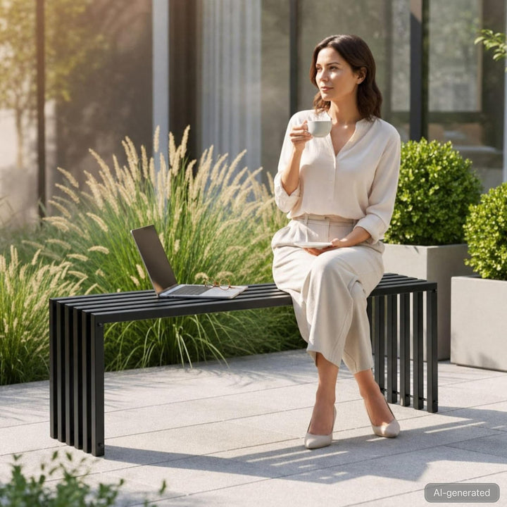 DanDiBo Gartenbank Metall Massiv Wetterfest Schwarz 120 cm Sitzbank Modern 96205 Parkbank Eisen Bank