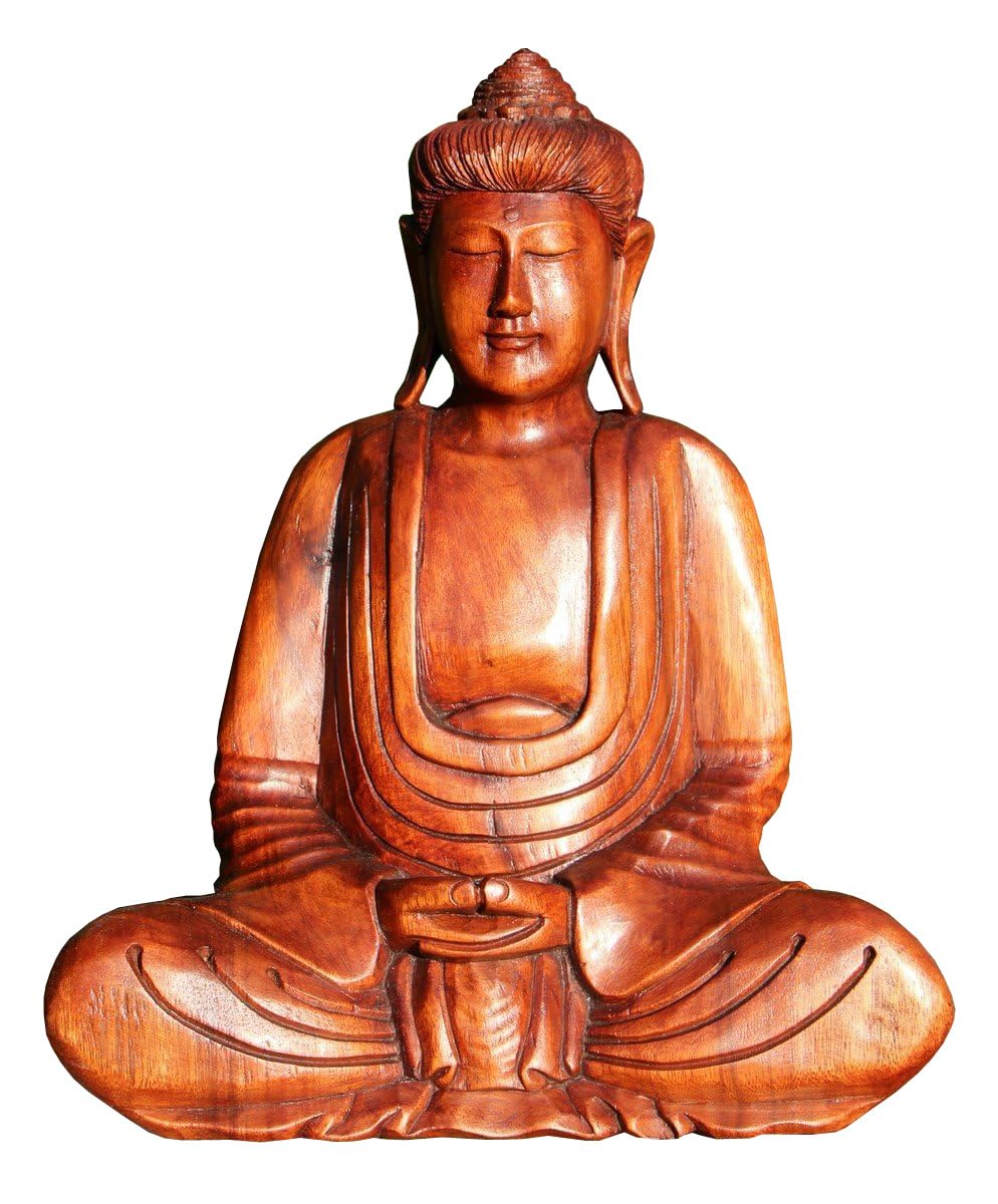 Wogeka - Super schöner 30 cm Thailand Buddha Meditation - Handarbeit aus Holz geschnitzt als besonde