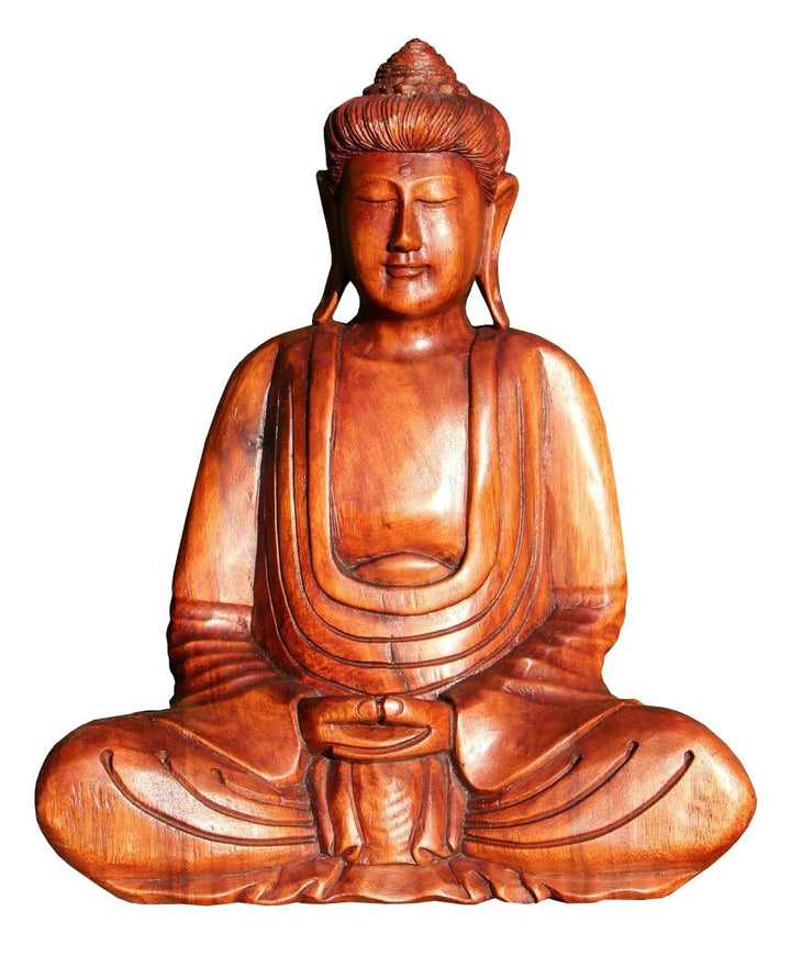 Wogeka - Super schöner 30 cm Thailand Buddha Meditation - Handarbeit aus Holz geschnitzt als besonde