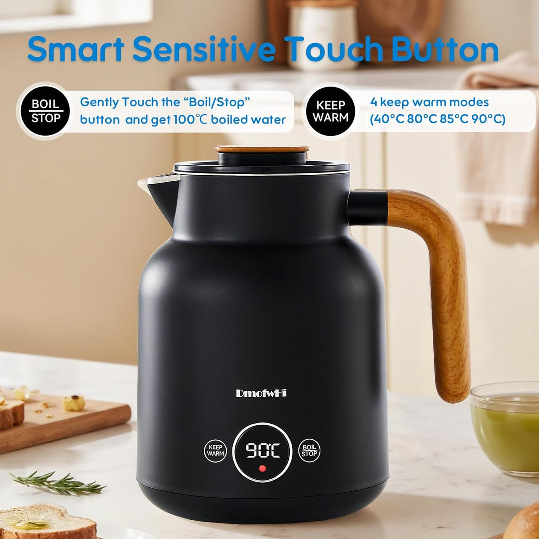 DmofwHi Edelstahl Wasserkocher mit Temperatureinstellung | 1.0L, 1000W | Teekocher mit Temperaturanz