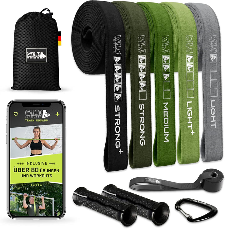 Wild Instincts® Fitnessbänder aus Stoff/Widerstandsbänder Lang/Gymnastikband Stoff/Fitnessbänder Lan