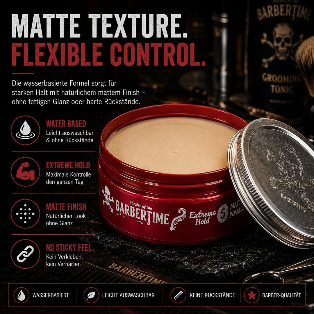 Matte Pomade No.5 | Haarstyling Haarwachs - 150 ml | Wasserbasiert | Starker Halt & Mattes Finish |
