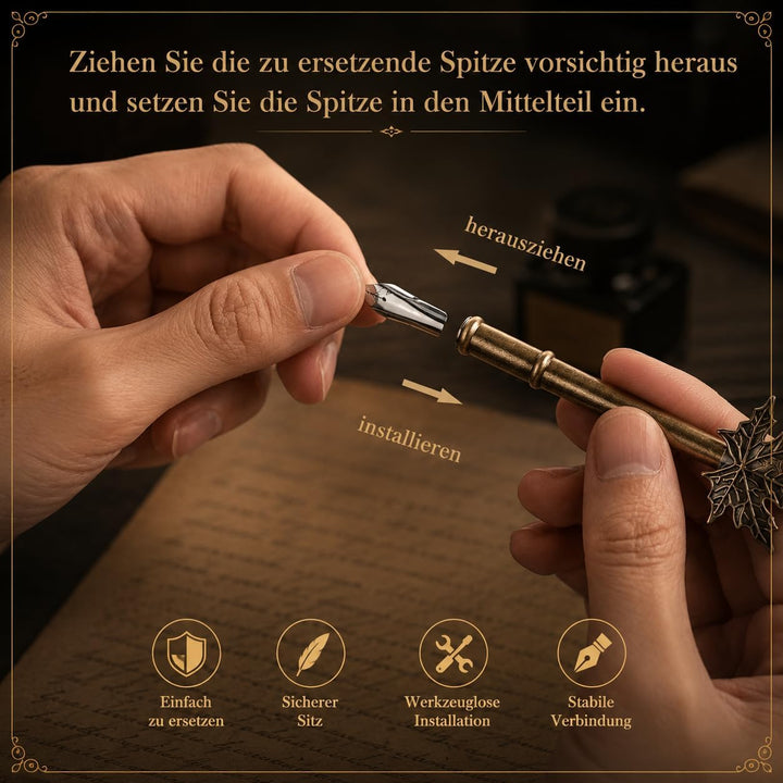 Schreibfeder Kalligraphie Feder, Handgemachte Dip Pen, Vintage Federkiel Dip Quill Pen Writing Ink S