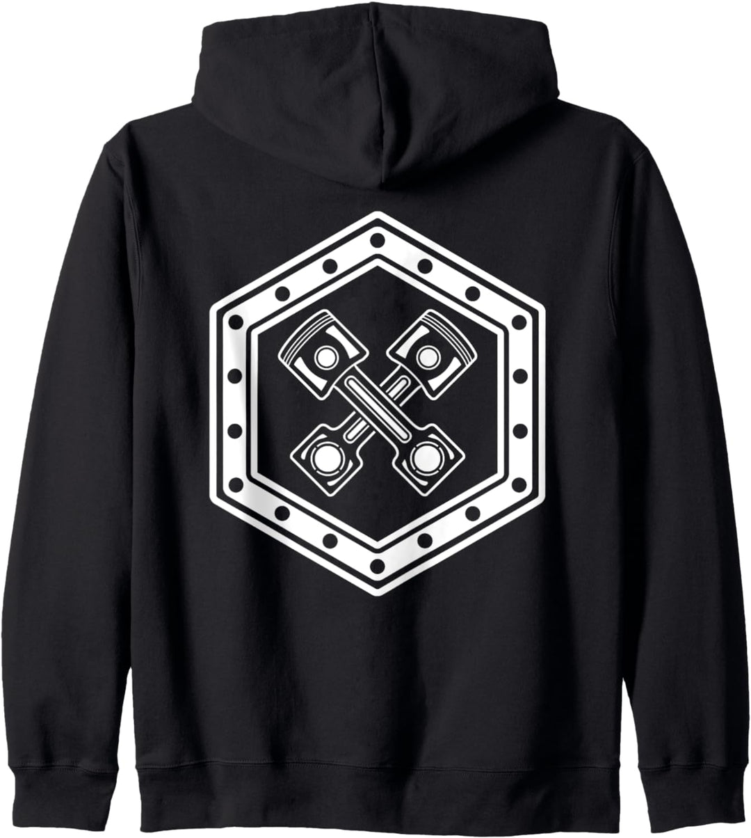 Sechseck mit gekreuzten Motor-Kolben für Bastler & Schrauber Kapuzenjacke