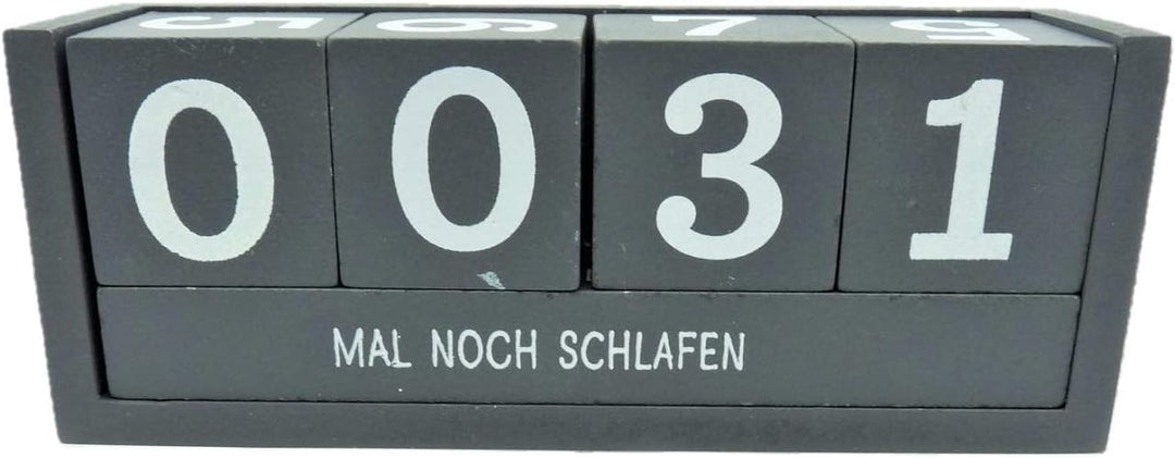 Countdown Würfel Holz 18,5 x 7 cm Tageszähler Grau