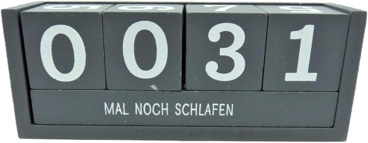 Countdown Würfel Holz 18,5 x 7 cm Tageszähler Grau