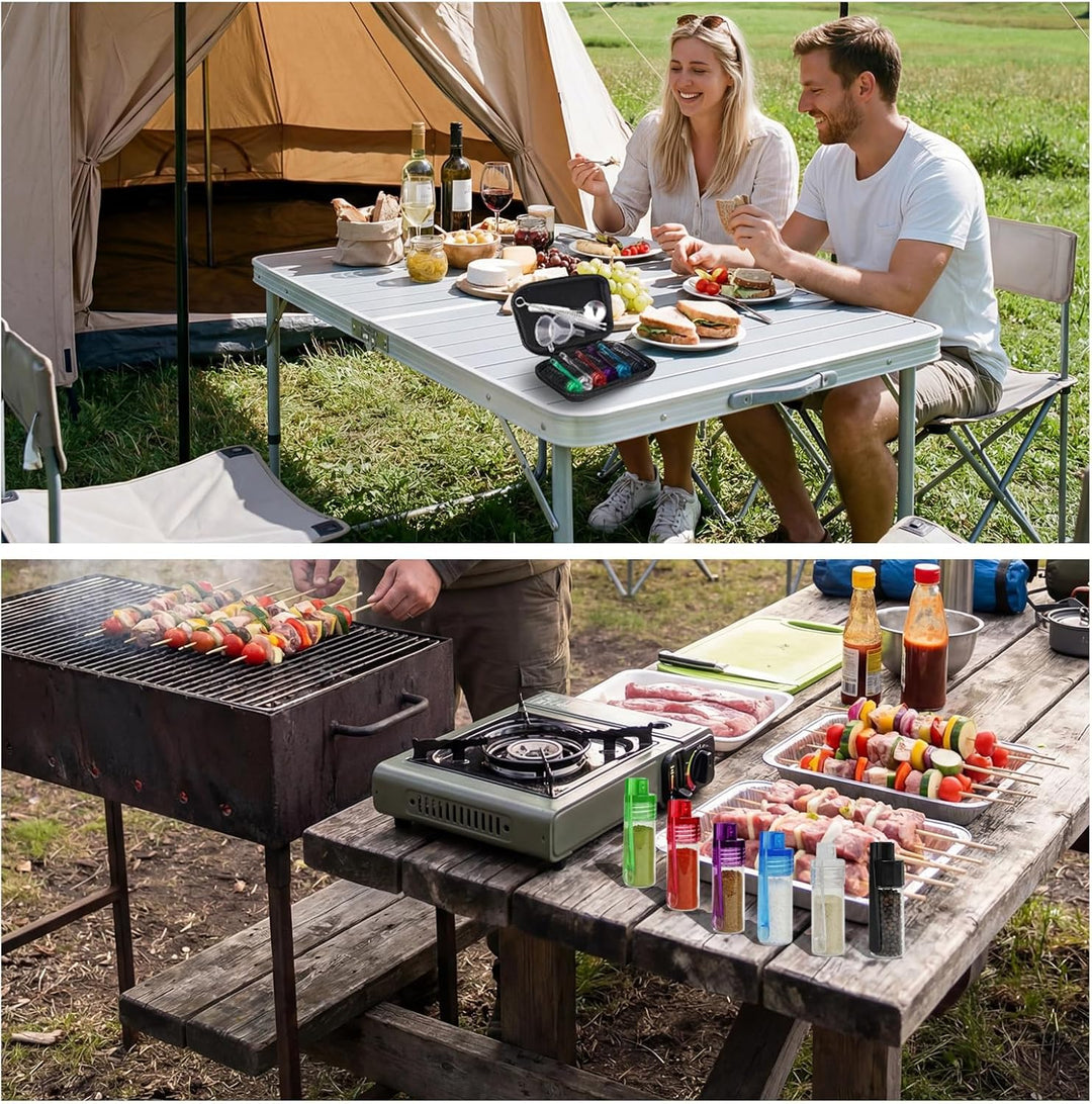 Tragbares Camping Gewürze Set 6er Pack Mini Gewürzstreuer Gewürzglas mit Löffeldeckel Design Auslauf