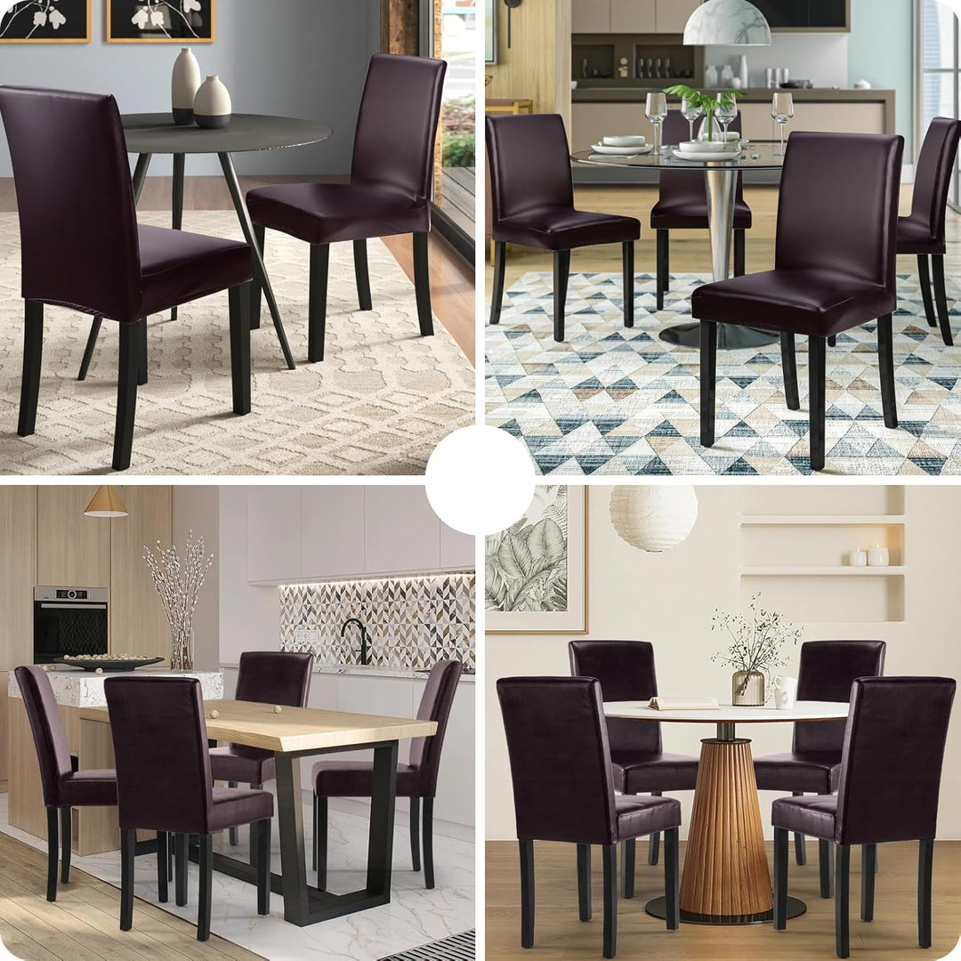 YISUN 4er/6er Set Esszimmer Stuhlhussen, solide Pu Leder wasserdichte Stretch Esszimmerstuhl Schutzh