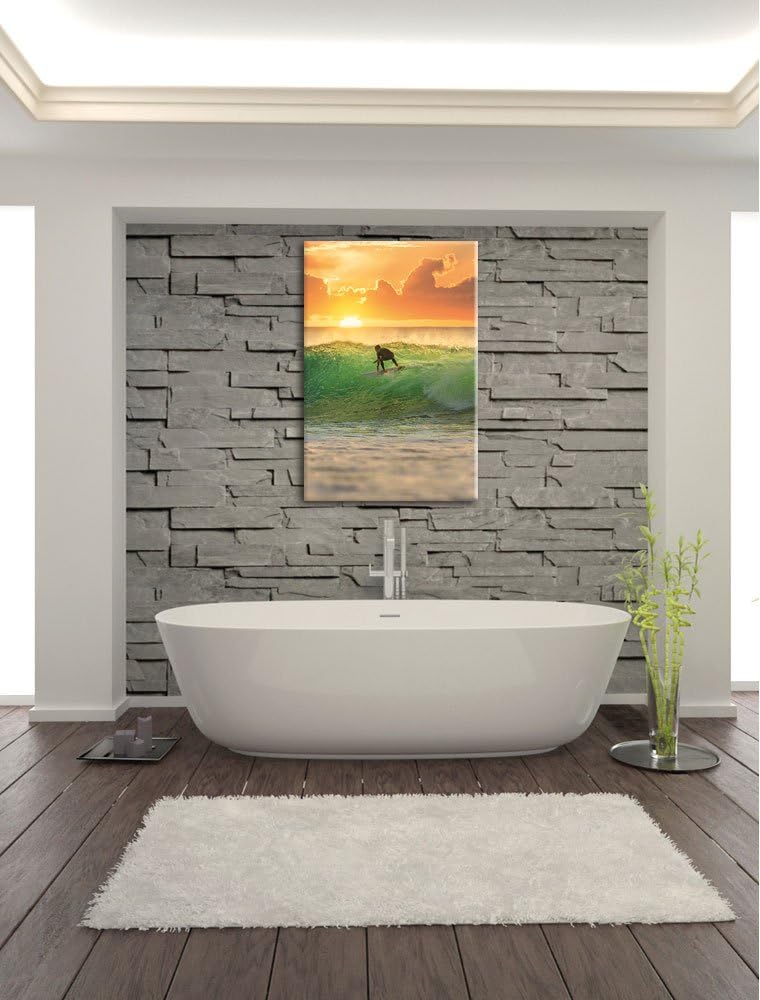 Pixxprint Surfen im Sonnenuntergang als Leinwandbild/Grösse: 100x70 / Wandbild/Kunstdruck/fertig bes
