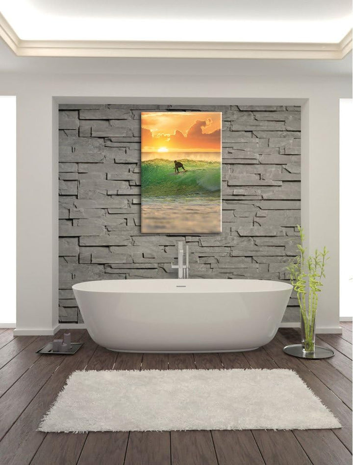 Pixxprint Surfen im Sonnenuntergang als Leinwandbild/Grösse: 100x70 / Wandbild/Kunstdruck/fertig bes