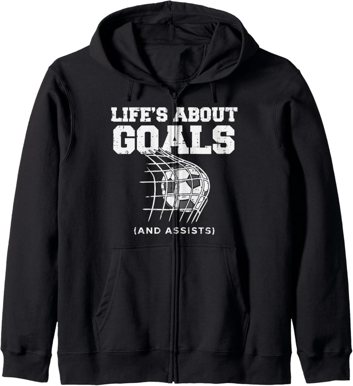 Lifes About Goals Assist Fussballtorwart Kapuzenjacke