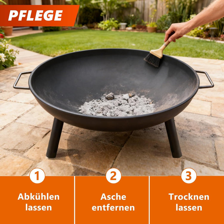 Feuerschale Feuerschalen für den Garten - Feuerstelle Ø 58 cm mit 43 cm Schürhaken - Feuerkorb mit 2