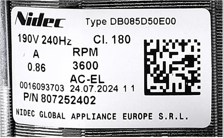 Motor Antrieb für AEG Electrolux Zanussi 8072524021 807252402 Nidec Type DB085D50E00 Trockner