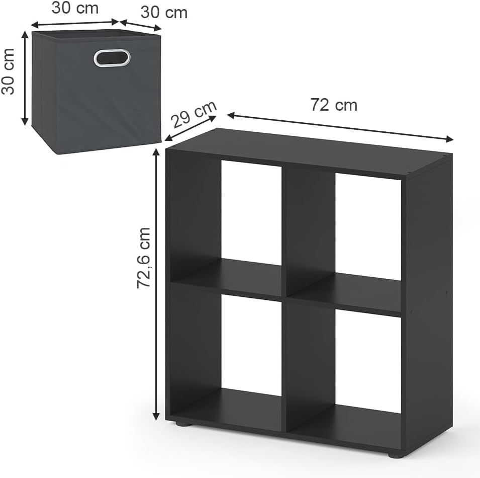 Vicco Raumteiler Tetra, Grau, 72.6 x 72 cm