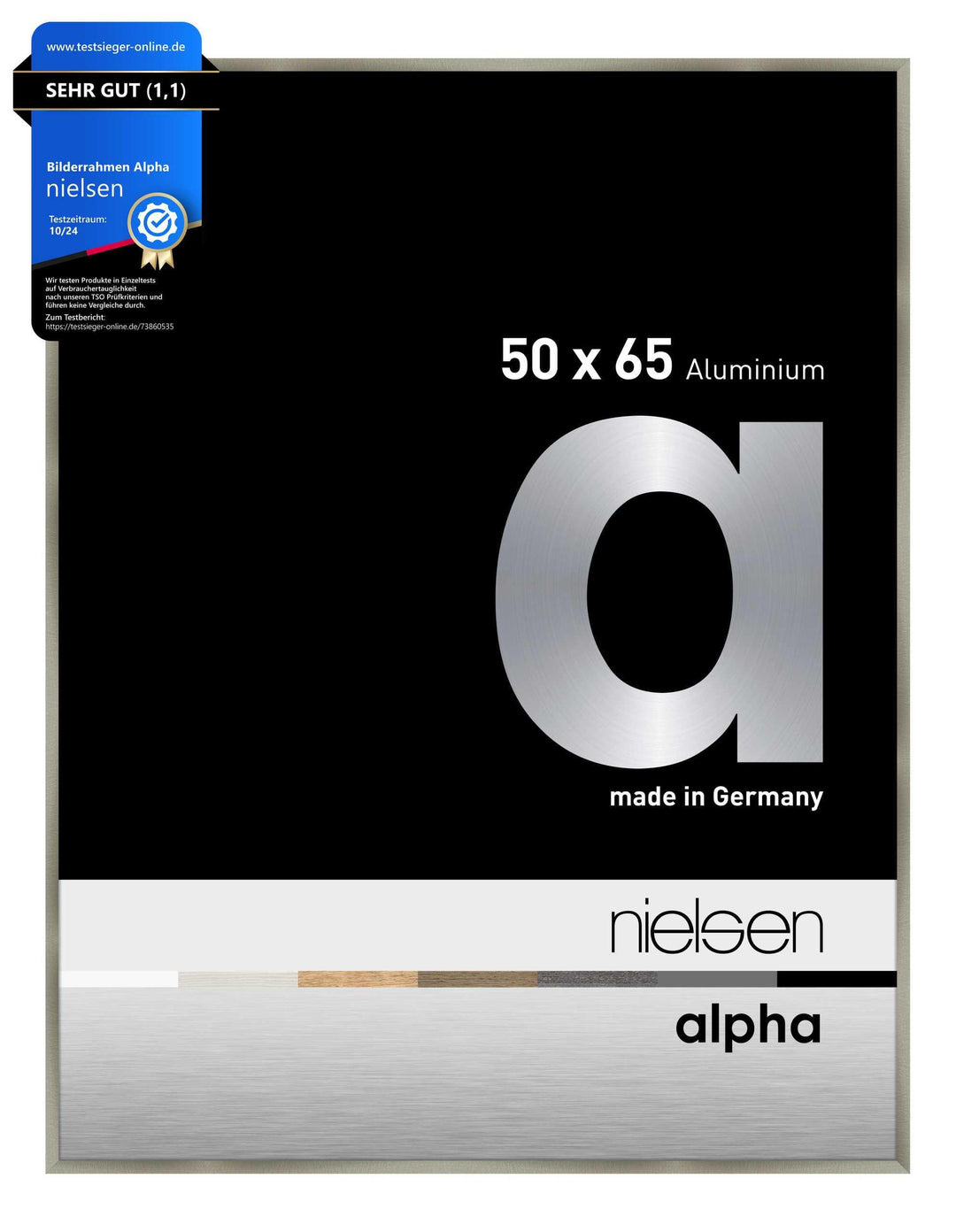 nielsen Aluminium Bilderrahmen Alpha, 50x65 cm, Brushed Edelstahl Brushed Edelstahl 50 x 65 cm, Brus