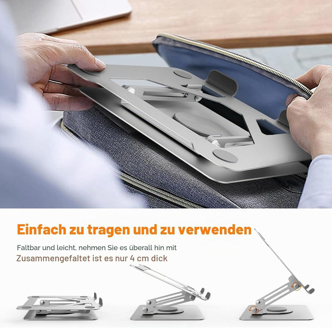 GRIFEMA Laptop Ständer Höhenverstellbar und Faltbar, 360° Drehbare Basis, Stabil, Belüftet und Ergon