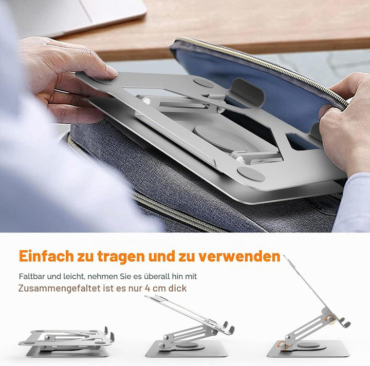 GRIFEMA Laptop Ständer Höhenverstellbar und Faltbar, 360° Drehbare Basis, Stabil, Belüftet und Ergon