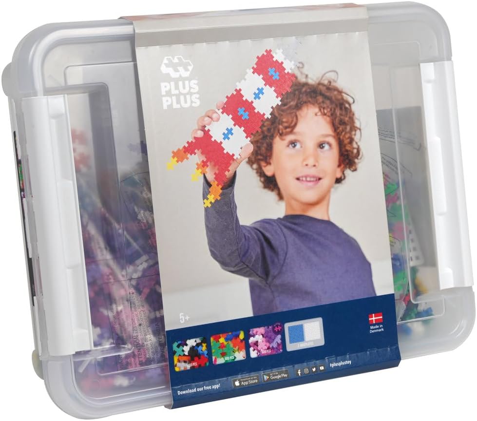 Plus-Plus 9603406 Kreativ-Bausteine Box, Geniales Konstruktionsspielzeug, 2400 Teile, Basic, Rosa Si