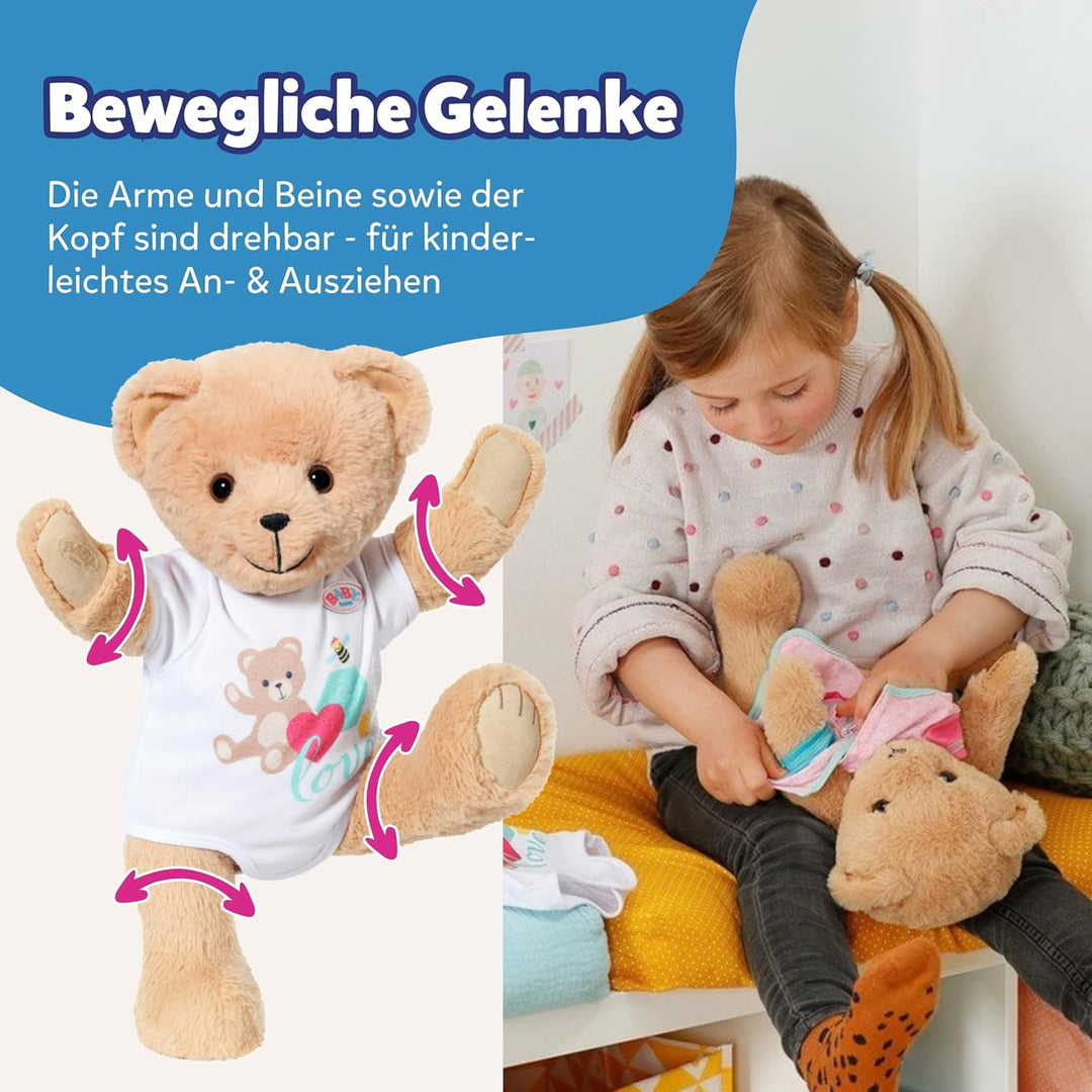 BABY born Bär, Teddy Kuscheltier mit weissem Strampler und beweglichen Armen und Beinen, 835388 Zapf
