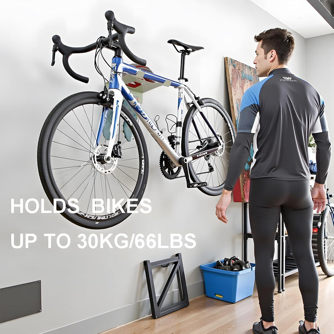 ENGWE MTB 3-in-1 Fahrrad-Wandhalterung mit Haken, platzsparender Fahrradträger für Mountain/Road/Hyb