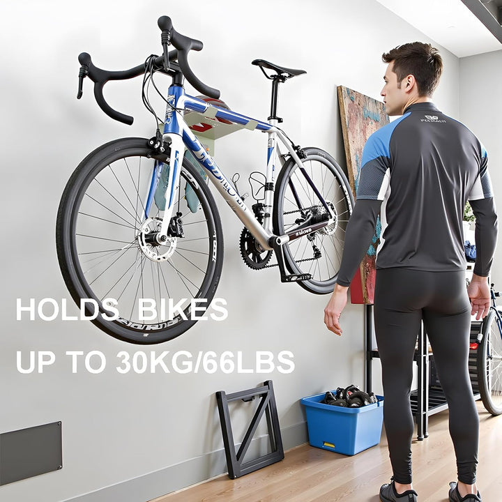 ENGWE MTB 3-in-1 Fahrrad-Wandhalterung mit Haken, platzsparender Fahrradträger für Mountain/Road/Hyb