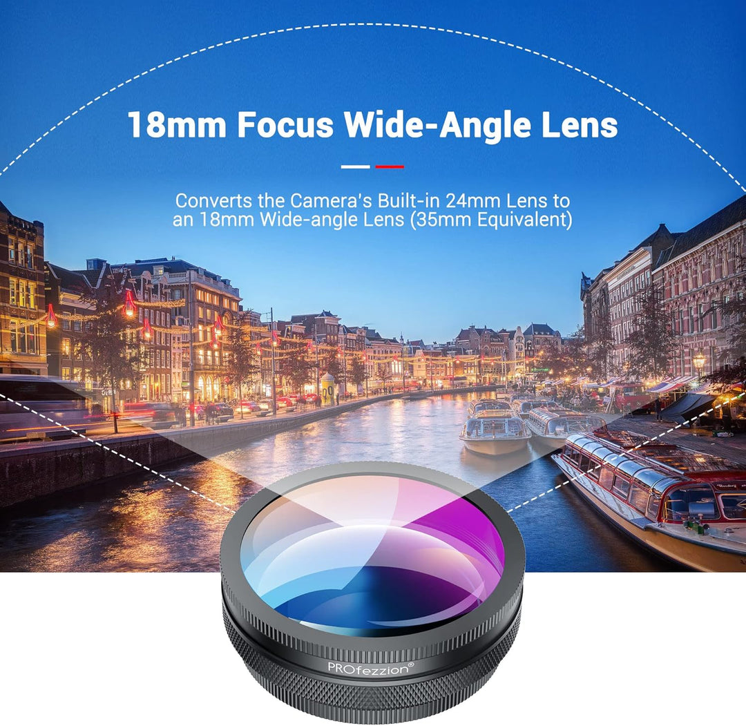 PROfezzion HD 18mm Weitwinkelobjektiv Weitwinkel Objektiv für Sony ZV1 ZV-1 ZV1F ZV-1F RX100 VII VI