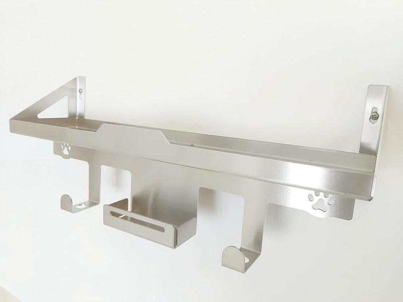 HL-Perfektion-in-Edelstahl Hundegarderobe mit Ablage für Hund Katze Leinenhalter Edelstahl Halsband