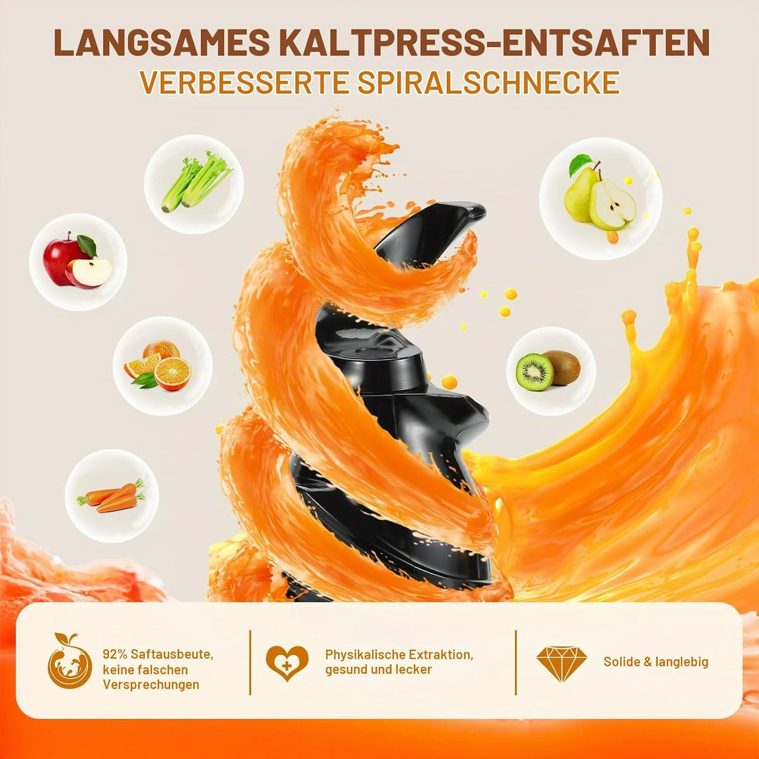 EXREIZST Slow Juicer, 103mm Öffnung, 250W, BPA-frei