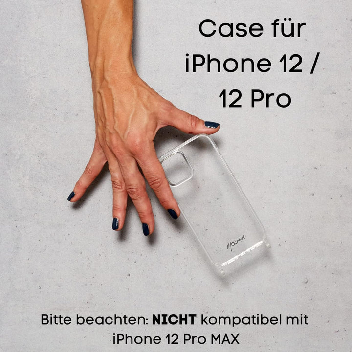NOOMYA® Premium Fashion Handykette | Set Handyhülle iPhone 12/12 Pro &amp; Handyband Phantom Grey | Hand