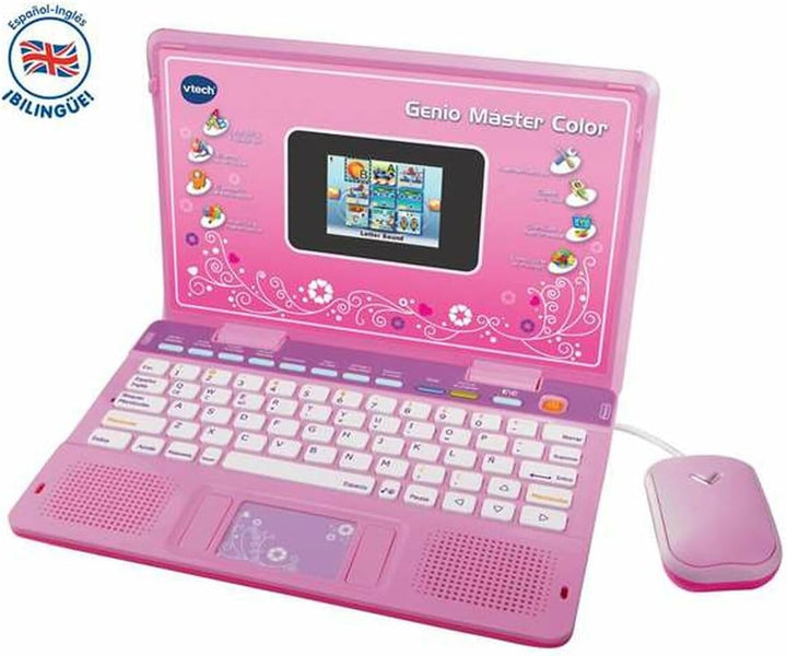 VTech Genio Master Color Bilingue Laptop für Kinder, Farbdisplay, Vokabellehrer, Mathematik, Wissens