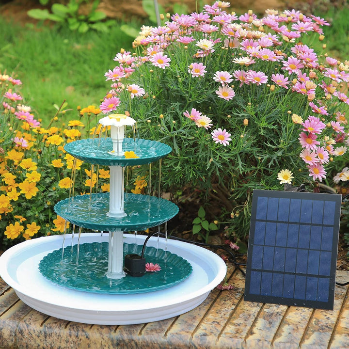 AISITIN DIY Brunnen, Vogeltränke Sets mit 3,5W Solar Springbrunnen, Vogelbad und DIY Solarbrunnen Ab