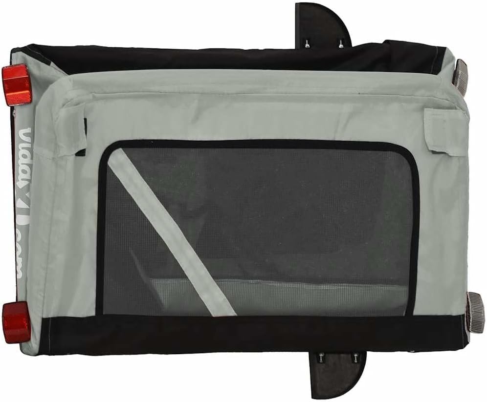 vidaXL Fahrradanhänger Hunde Grau und Schwarz Oxford-Gewebe & Eisen 54.5 x 120 x 53 cm Grau, 54.5 x