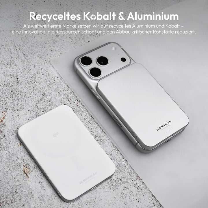 VONMÄHLEN Evergreen Mag - Wireless Powerbank kompatibel mit MagSafe - Tragbares Ladegerät mit 3000mA