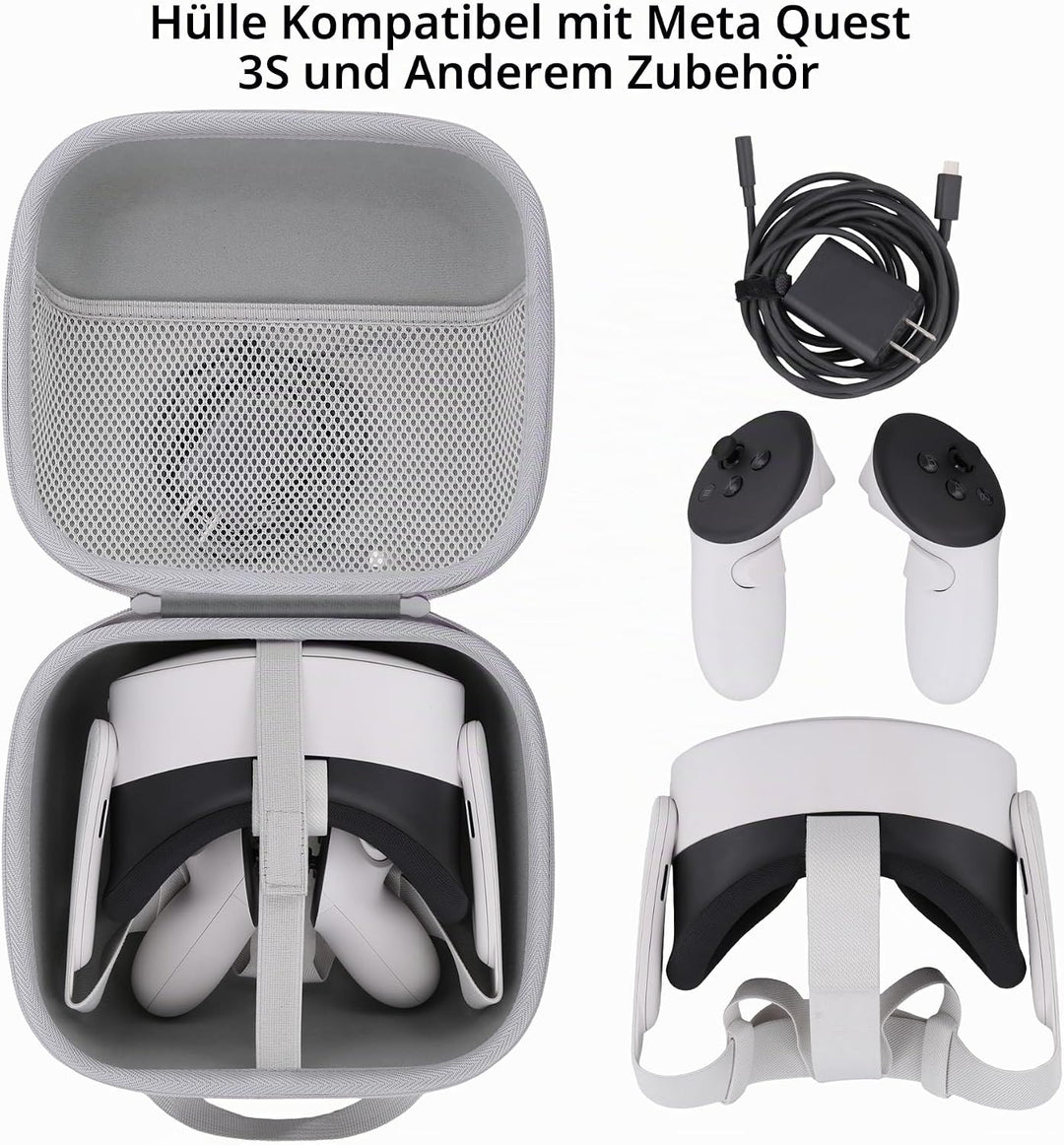co2CREA Hart Reise Schutz Hülle Etui Tasche für Quest 3S All-in-one VR Gaming Headset (Nur Hülle, VR