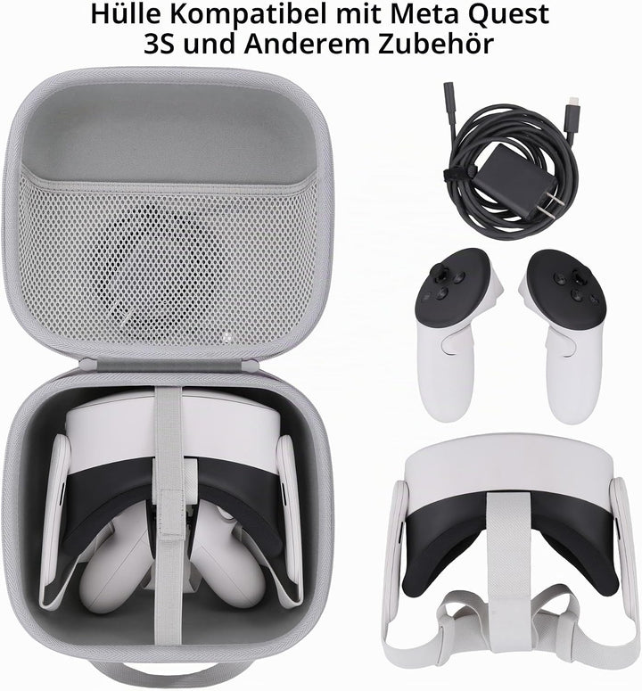 co2CREA Hart Reise Schutz Hülle Etui Tasche für Quest 3S All-in-one VR Gaming Headset (Nur Hülle, VR