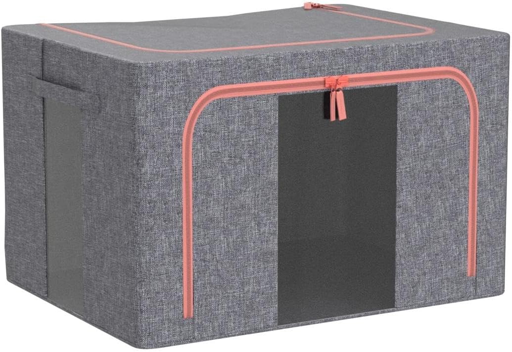 Aufbewahrungsbox 2 Stück, Kleiderschrank Organizer Faltbar Kleideraufbewahrung Box mit Metallrahmen,